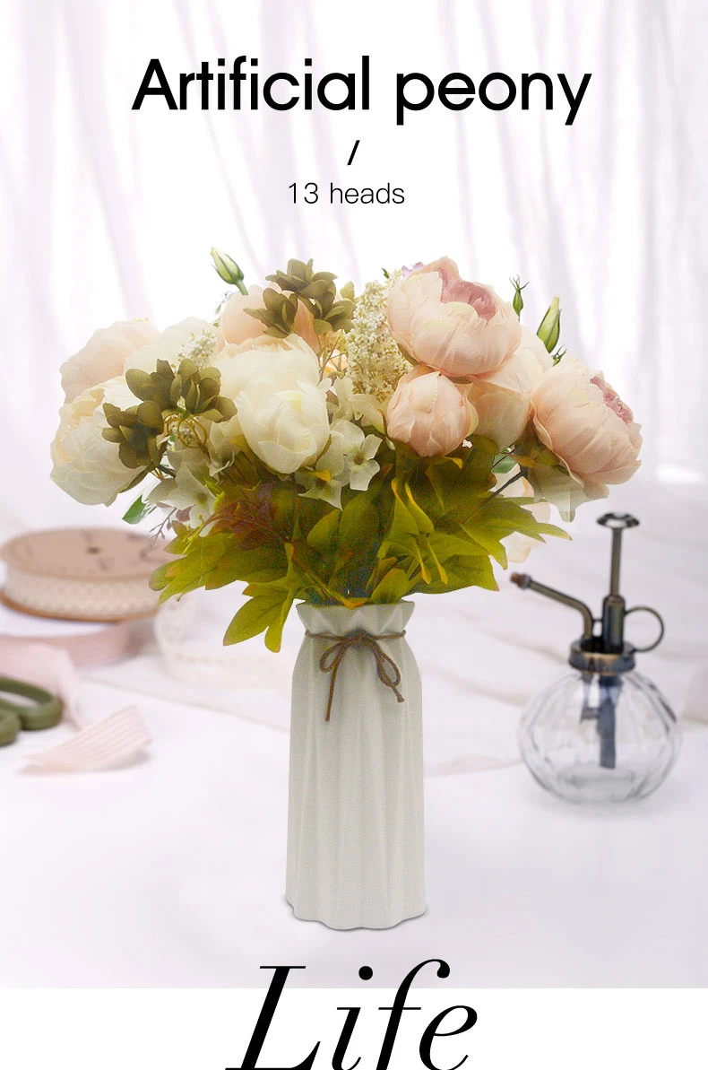 Wholesale Artificial Real Touch Fabric Peony Flower Decoration for Wedding Home Office Party